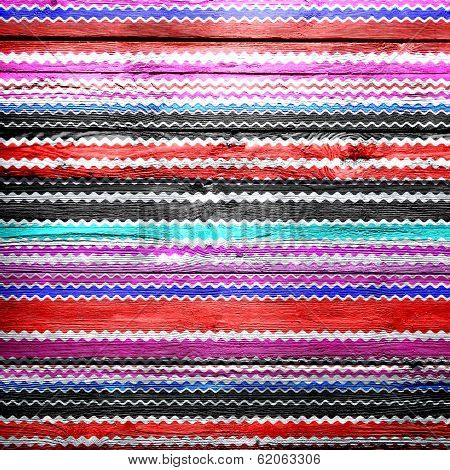 colorful chevron pattern on wood texture