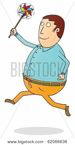 Running Fat Man With Propeller