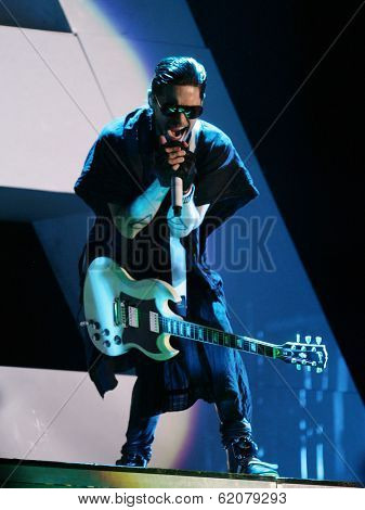 BUDAPEST, HUNGARY - AUG 9: The rock/ pop/ funk musician Prince in concert at the annual Sziget Festival in Budapest, Hungary, on Tuesday, August 9, 2011.