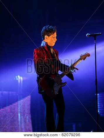 BUDAPEST, HUNGARY - AUG 9: The rock/ pop/ funk musician Prince in concert at the annual Sziget Festival in Budapest, Hungary, on Tuesday, August 9, 2011.