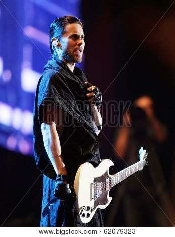BUDAPEST, HUNGARY - AUG 9: Jared Leto and 30 Seconds To Mars in concert at the annual Sziget Festival in Budapest, Hungary, on Tuesday, August 9, 2011.