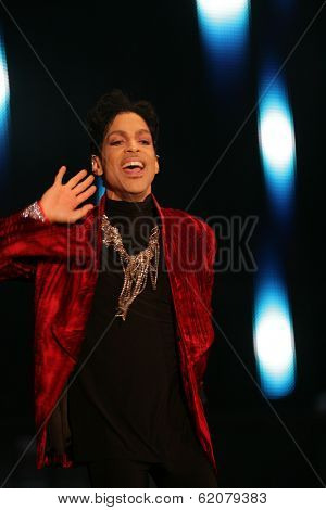 BUDAPEST, HUNGARY - AUG 9: The rock/ pop/ funk musician Prince in concert at the annual Sziget Festival in Budapest, Hungary, on Tuesday, August 9, 2011.