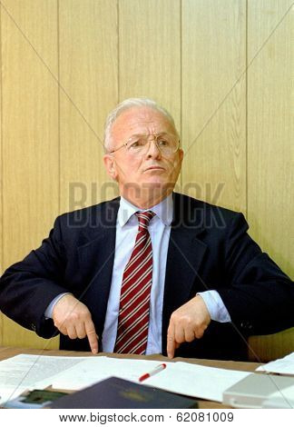 PRISTINA, KOSOVO -  MARCH 22: The political voice of the Kosovo Liberation Army (KLA), Adem Demaci in Pristina, Kosovo on March 22, 1999 in Pristina, Kosovo