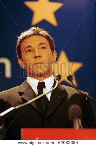 VIENNA, AUSTRIA - FEB 3: Austrian far-right politician Joerg Haider speaks in Vienna, Austria, on Thursday, February 3, 2000. Haider's past admiration for Adolf Hitler drew international criticism. Haider died in 2008.