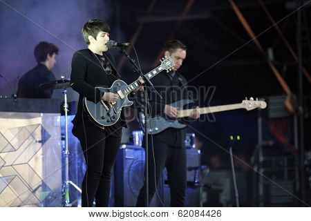 BUDAPEST, HUNGARY, AUGUST 10: The British indie pop band XX play live in concert at the annual Sziget Music Festival on August 10, 2012 in Budapest, Germany