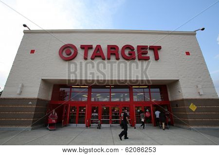 HACKENSACK - JULY 11: Shoppers walk past a Target department store in Hackensack, New Jersey on Thursday, July 11, 2013.  The Target Corporation is an American retailing company, 