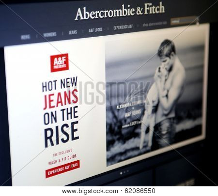 NEW YORK CITY - AUG 30, 2013: The website of American clothing retailer Abercrombie & Fitch. A&F is a leading retailer of sportswear and lifestyle clothing. 