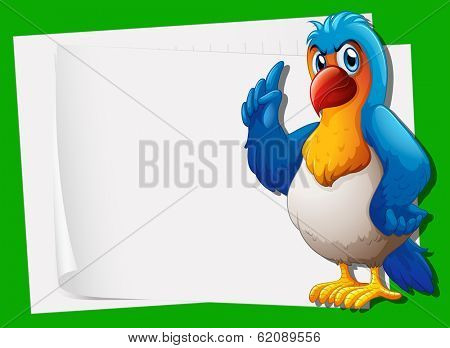Illustration of the empty papers with a parrot