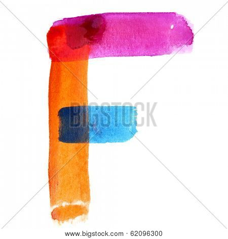 Letter F - colorful watercolor alphabet