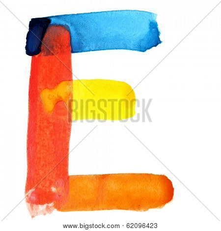 Letter E - colorful watercolor alphabet