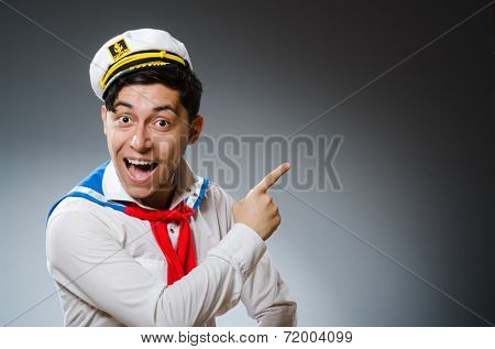 Funny captain sailor wearing hat