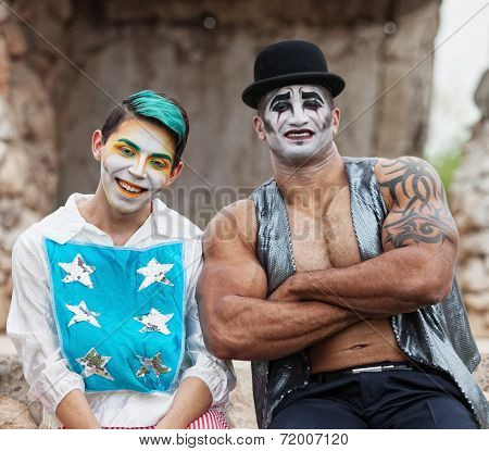 Strong Man With Cirque Clown