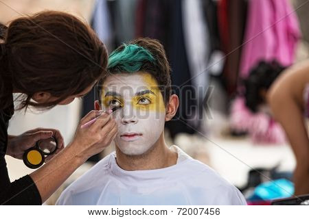 Makeup Artist Paining Clown Face