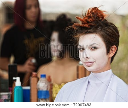 Calm Woman In White Makeup