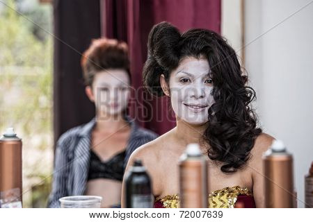 Cute Female In White Makeup