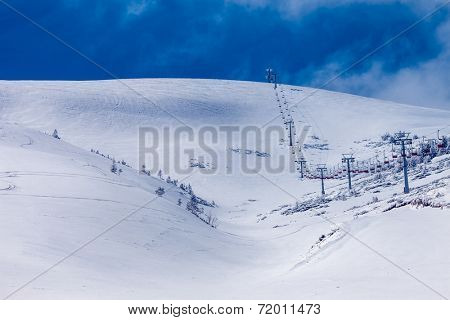 Slope on the skiing resort  in Carpathians. Ukraine
