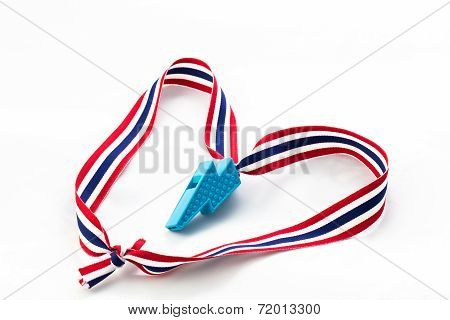 Blue Whistle On Thai Flag Strip In Love Sign