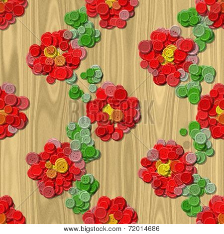 Heart Flower Sewing Buttons Seamless Generated Background