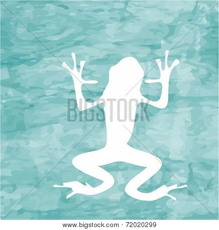 Abstract Blue Sea Background With White Frog