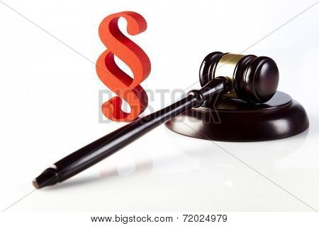Judges wooden gavel and paragraph