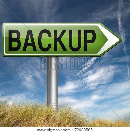 Backup data and software on copy in the cloud on a harddrive disk on a computer or server for file security. Internet safety 