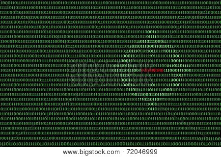 Binary Computer Code Background, With Red Password