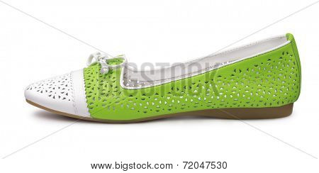 Single leather pump shoe isolated on white