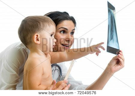 Doctor And Kid Reviewing X-ray
