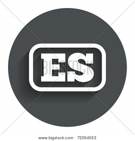 Spanish language sign icon. ES translation.