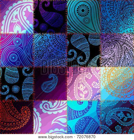 Patchwork with gradient effect.
