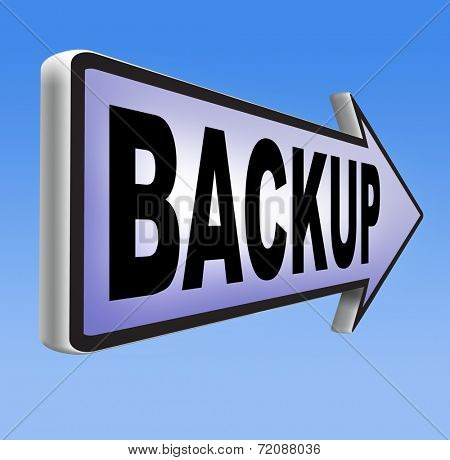 Backup data and software on copy in the cloud on a harddrive disk on a computer or server for flie security. Moving and transfering documents to external copies.