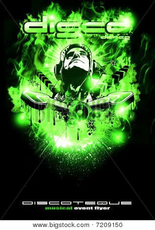 Fondo de noche de discoteca con Dj forma y atmósfera mágica