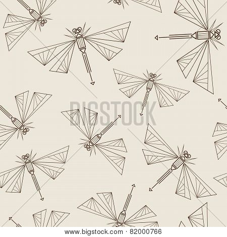 Seamless Pattern With Abstract Dragonflies