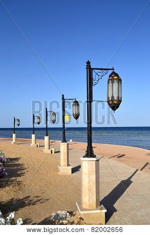 Lanterns on the promenade of the Red Sea in Egypt