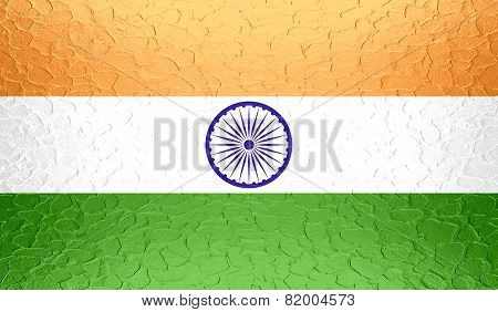 India flag on metallic metal texture