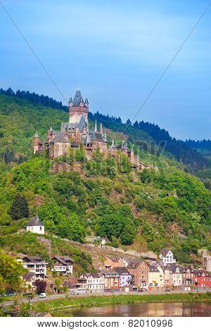 Cochem Imperial Castle, mountain and Mosel river