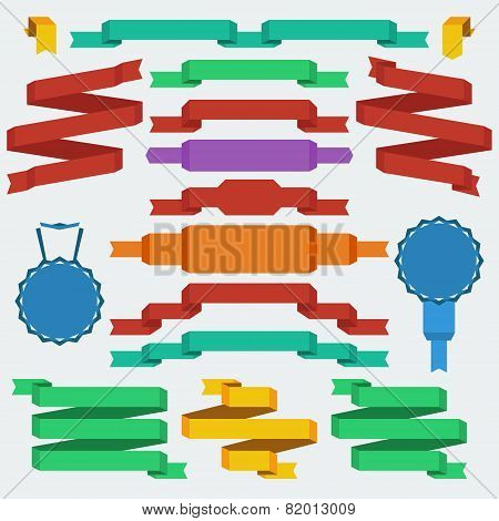 Flat Design Style Ribbon And Banners