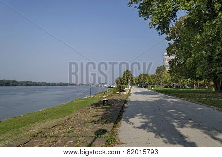 Riverside park in Ruse town along river Danube