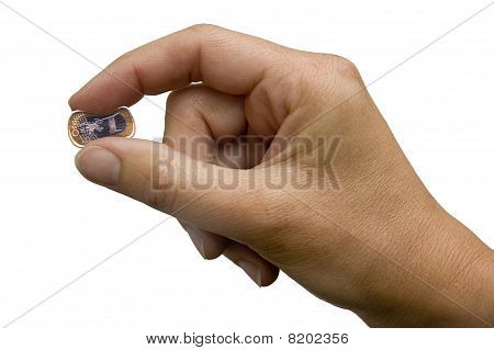Hand Kneifen einen euro