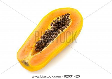 Whole Papaya Fruits On White Background