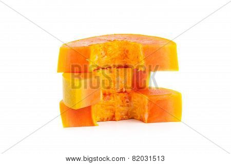 Whole Papaya Fruits On White Background