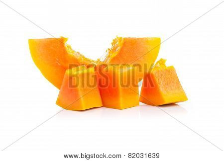 Whole Papaya Fruits On White Background