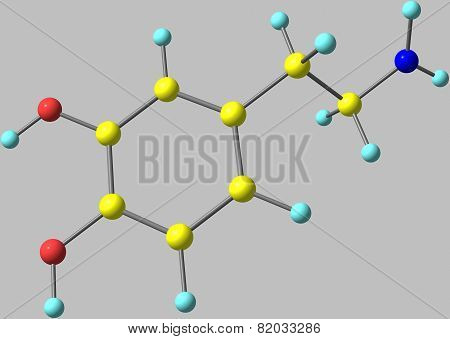 Dopamine molecule isolated on gray
