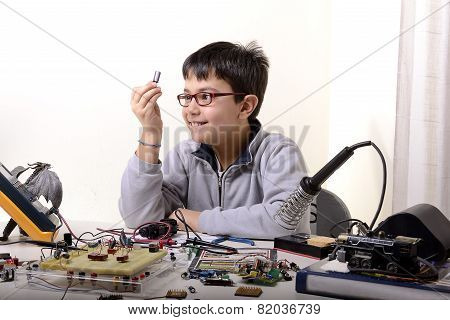 Young Student Performs Experiments.