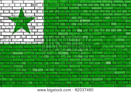 Flag Of Esperanto Painted On Brick Wall