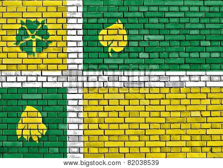 Flag Of Hof Van Twente Painted On Brick Wall