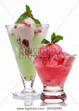 Ice Cream in glass dishes