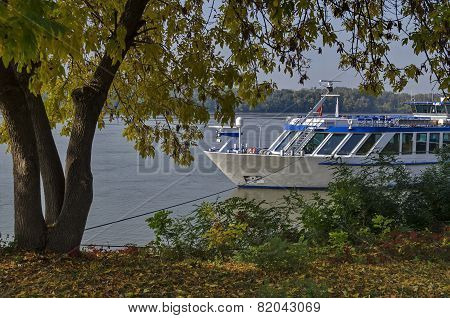 Passenger cruise ship in Ruse port at Danube river