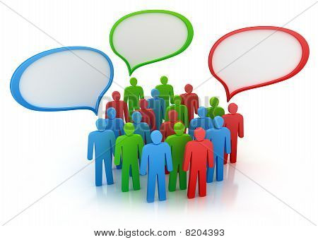 Diferent udsigt over folk gruppe. Farvede figurer isoleret på hvid