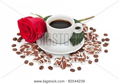 Cup With Coffee And Cookies
